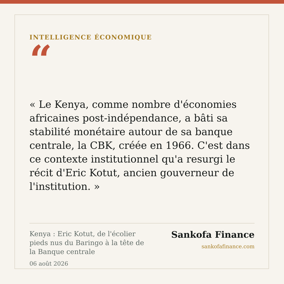 Kenya : Eric Kotut, de l'écolier pieds nus du Baringo à la tête de la Banque centrale