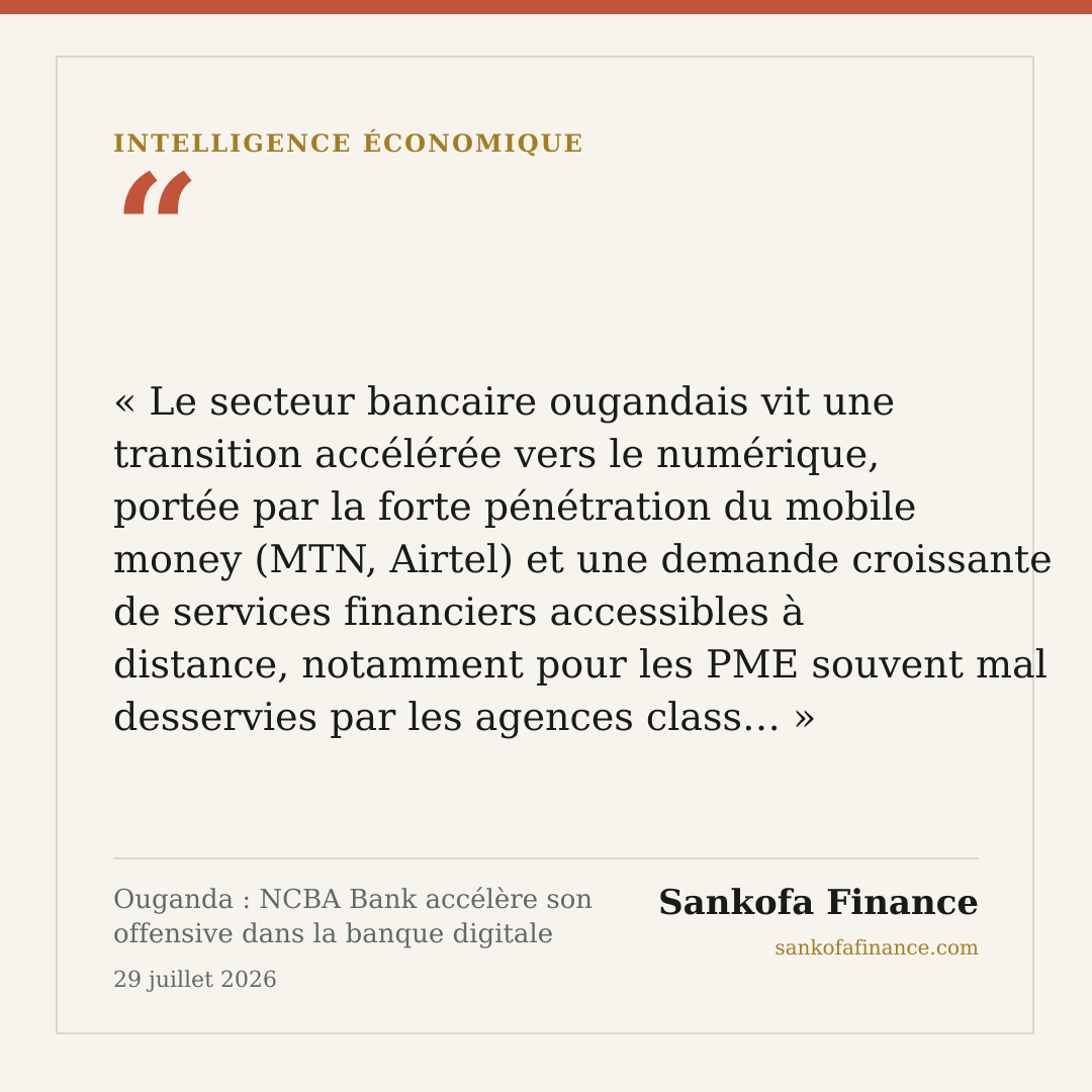 Ouganda : NCBA Bank accélère son offensive dans la banque digitale