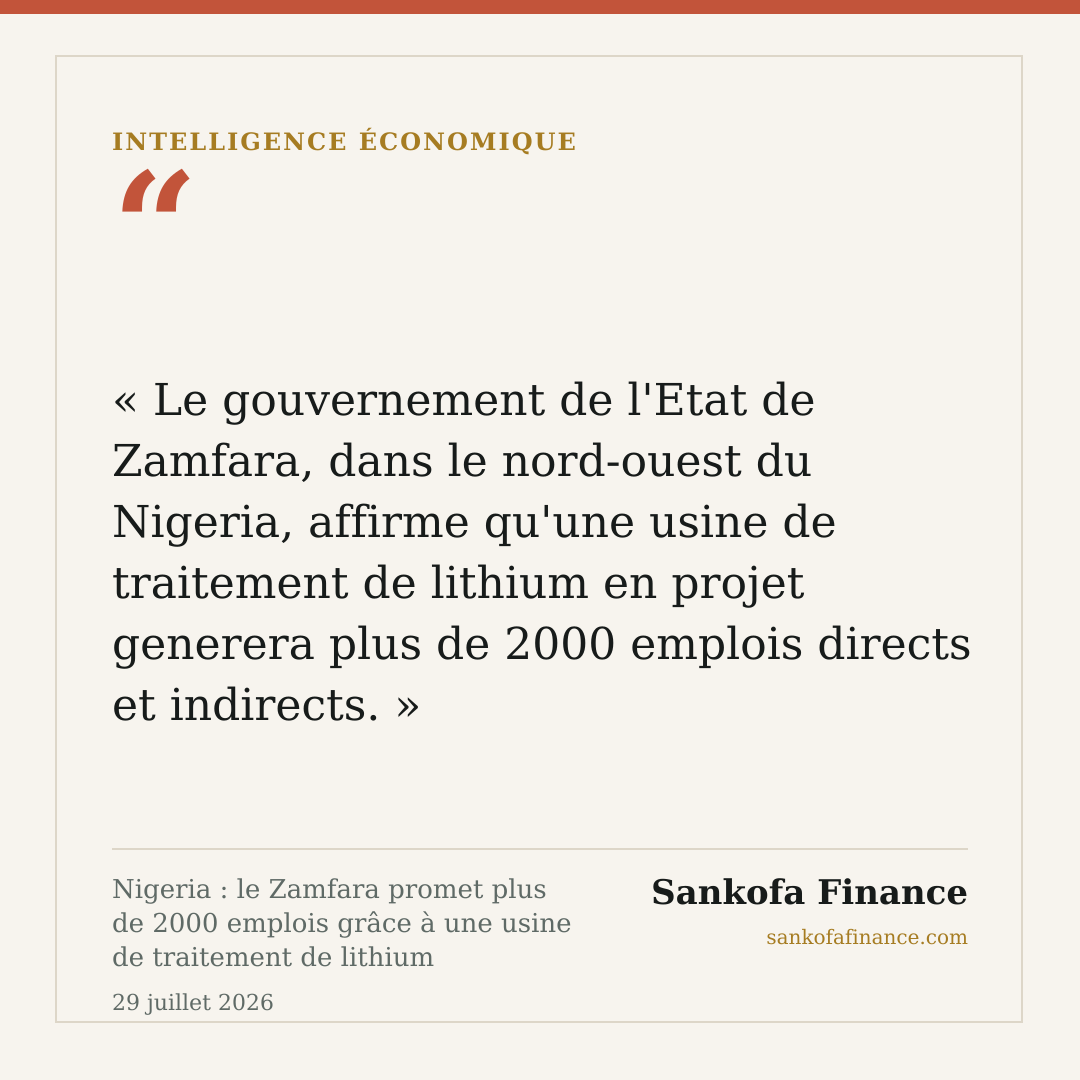 Nigeria : le Zamfara promet plus de 2000 emplois grâce à une usine de traitement de lithium
